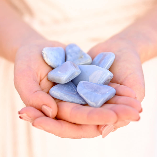 Pendentif calcédoine bleue