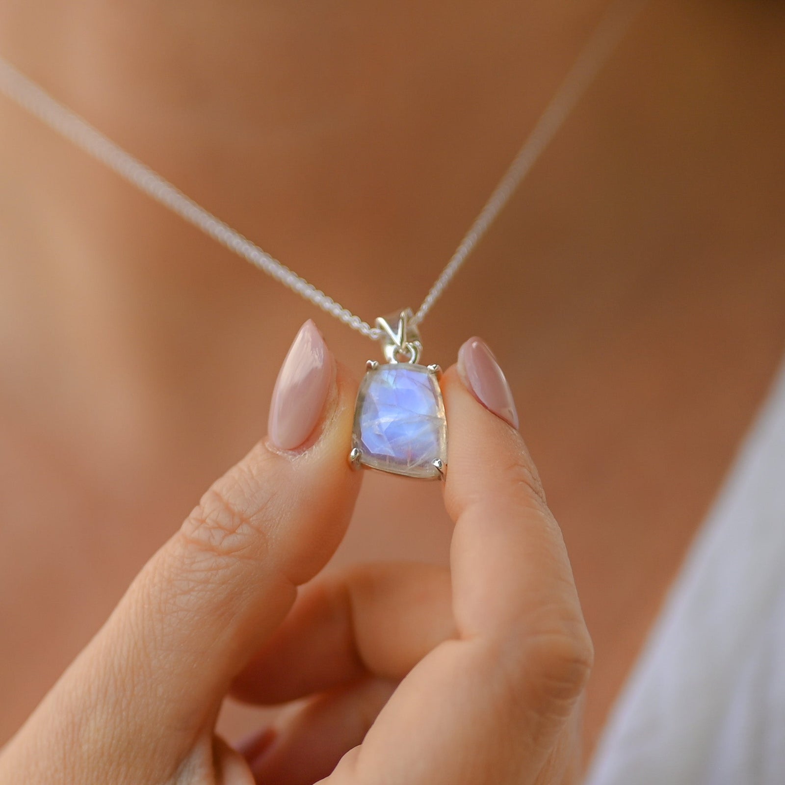 Collier Argent Pierre de lune