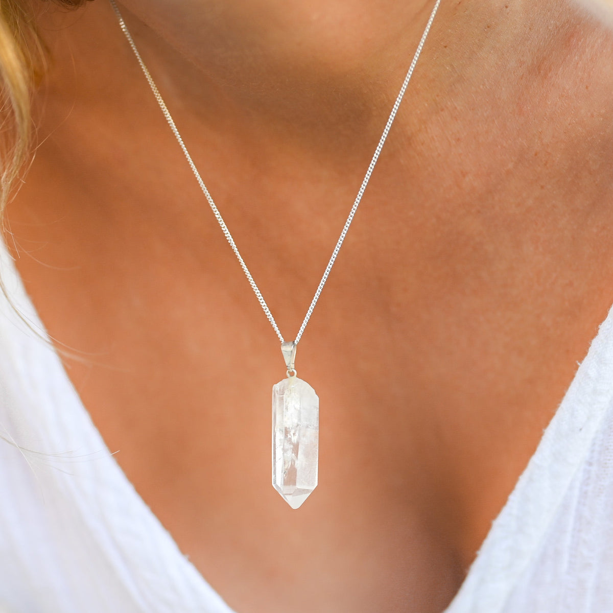 Collier Cristal de Roche "Murmure du Tibet"