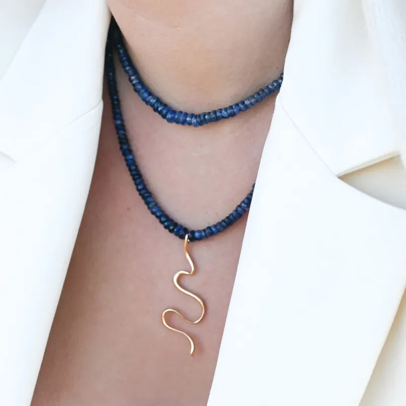 Collier Cyanite bleue et Pierre de Lune