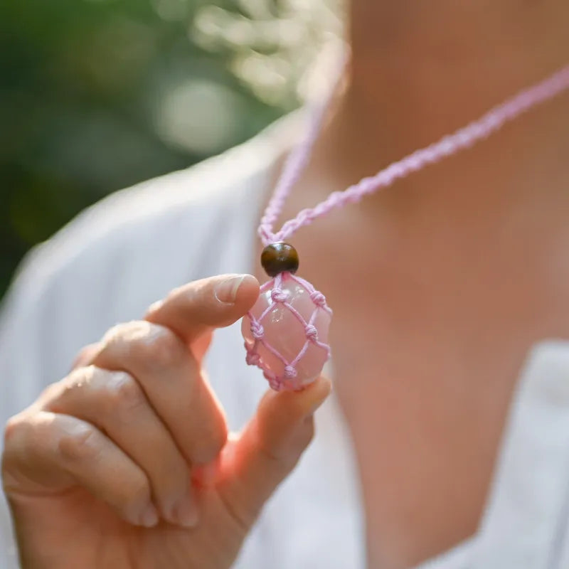Collier en pierre Quartz rose