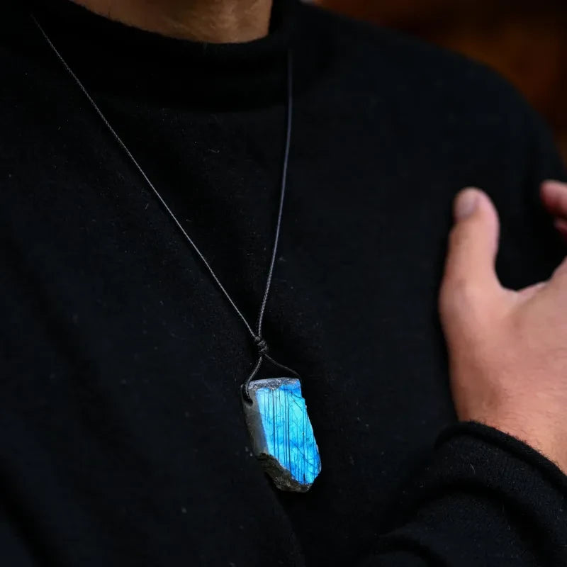 Collier Labradorite brute Homme