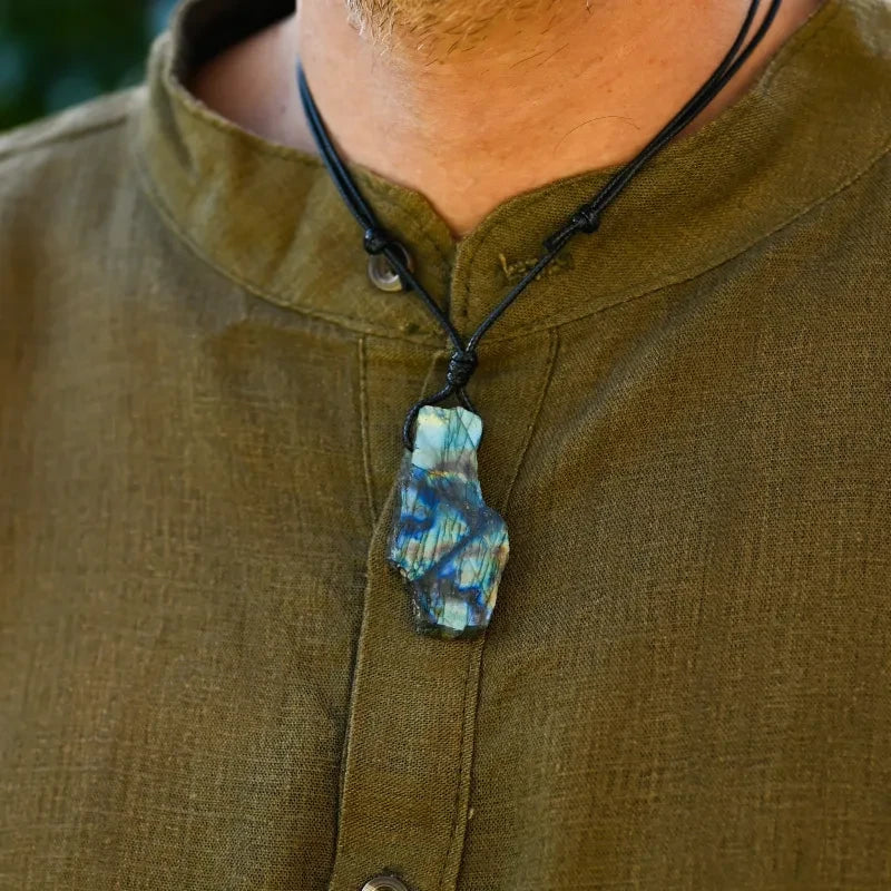 Collier Labradorite brute Homme