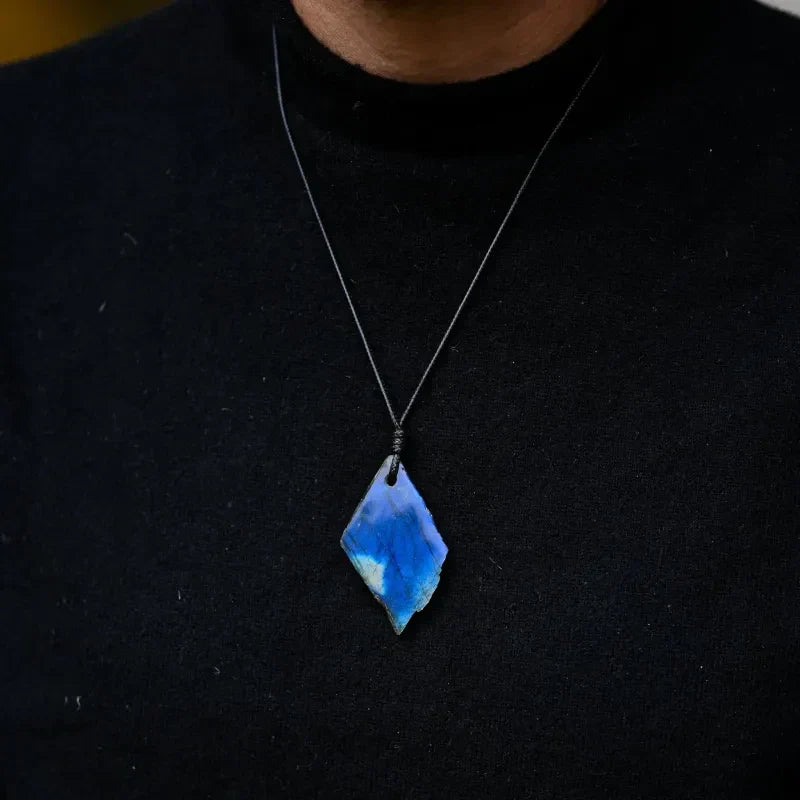 Collier Labradorite brute Homme
