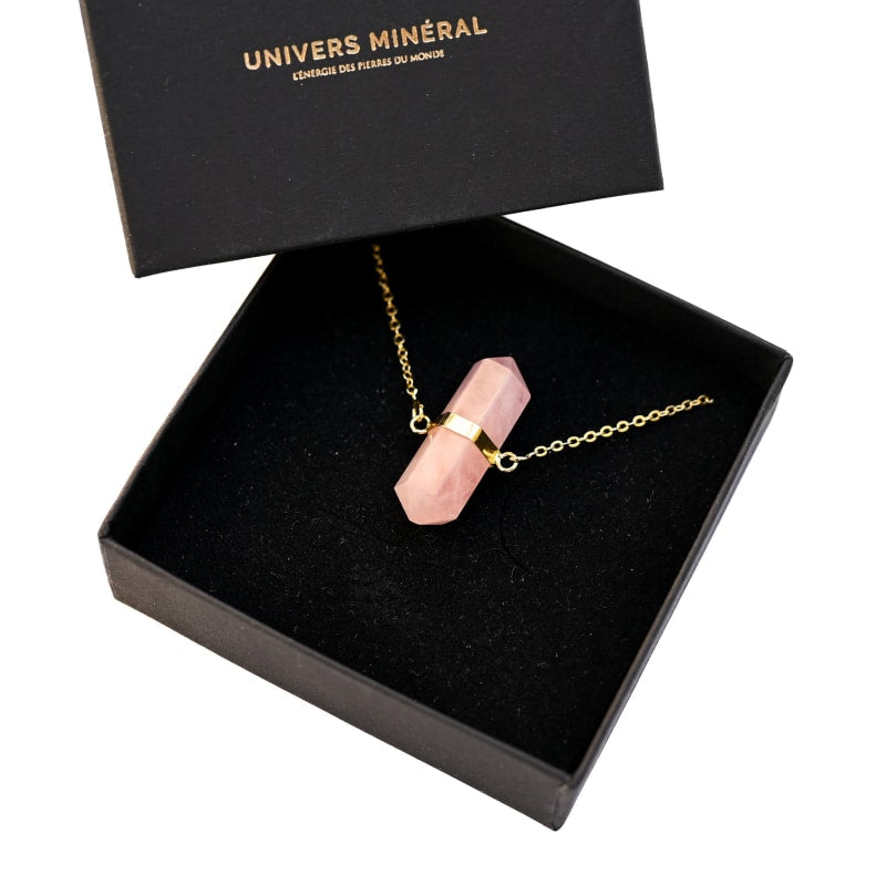 Collier Quartz Rose Médaillon cristal | Univers Minéral