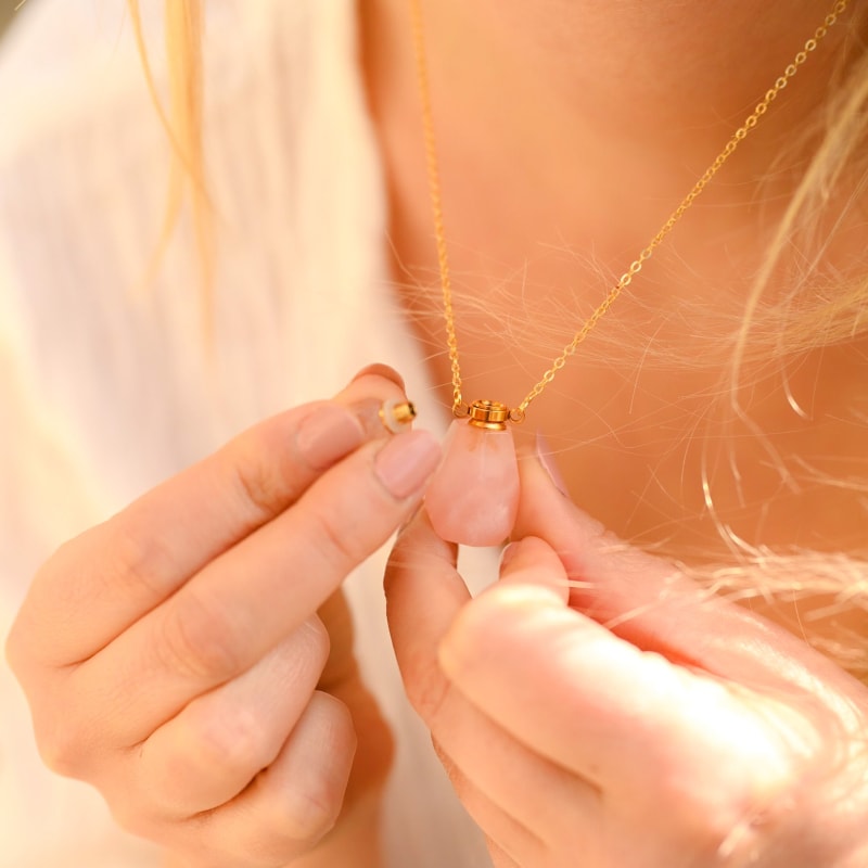 Collier Quartz Rose Pendentif Fiole | Univers Minéral