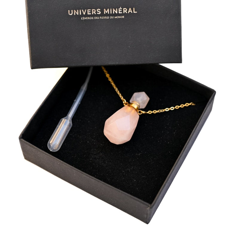 Collier Quartz Rose Pendentif Fiole | Univers Minéral