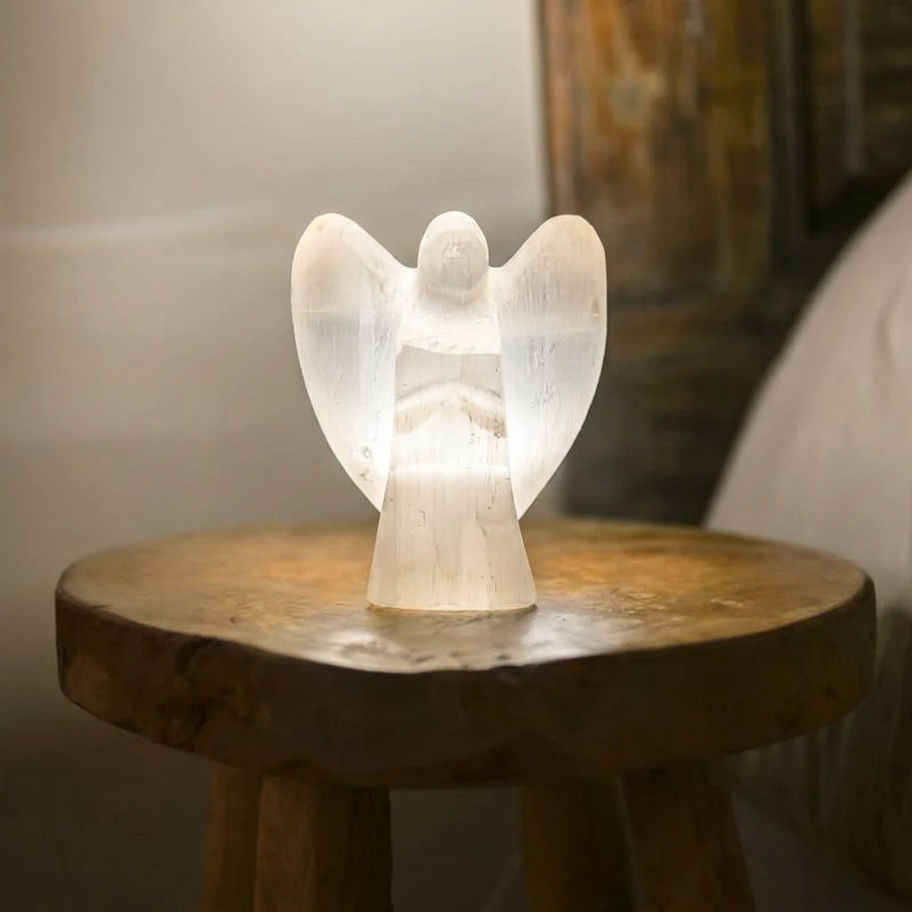 Lampe en sélénite - Ange