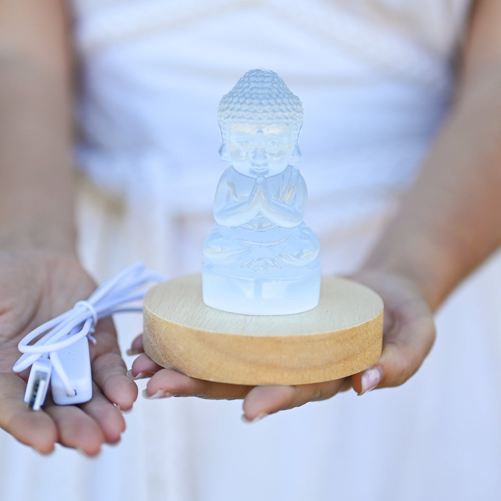 Lampe en sélénite - Bouddha