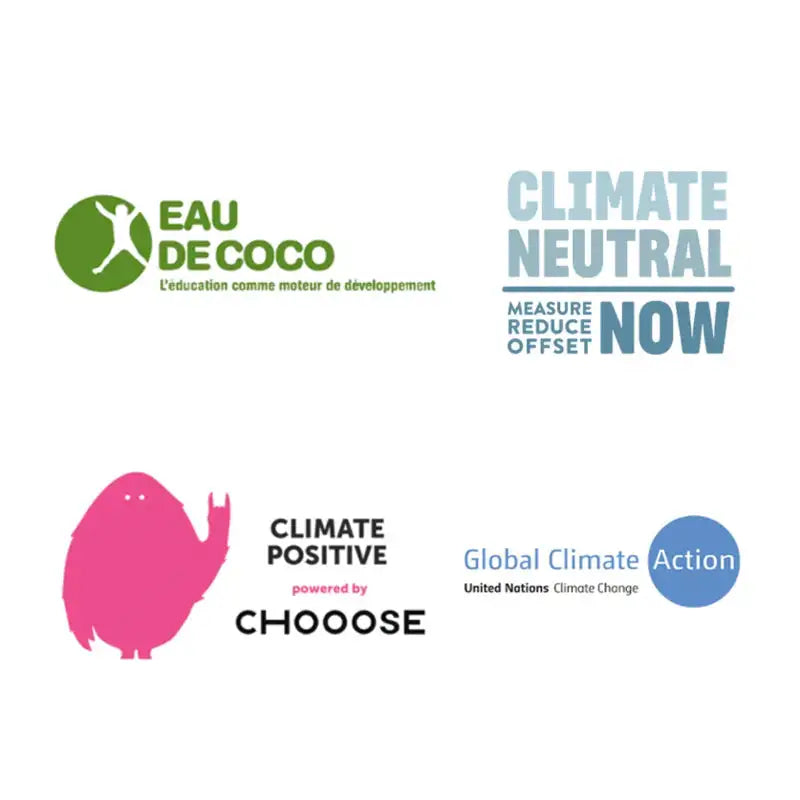 L'image affiche quatre logos distincts, chacun représentant différentes initiatives ou organisations liées au climat.