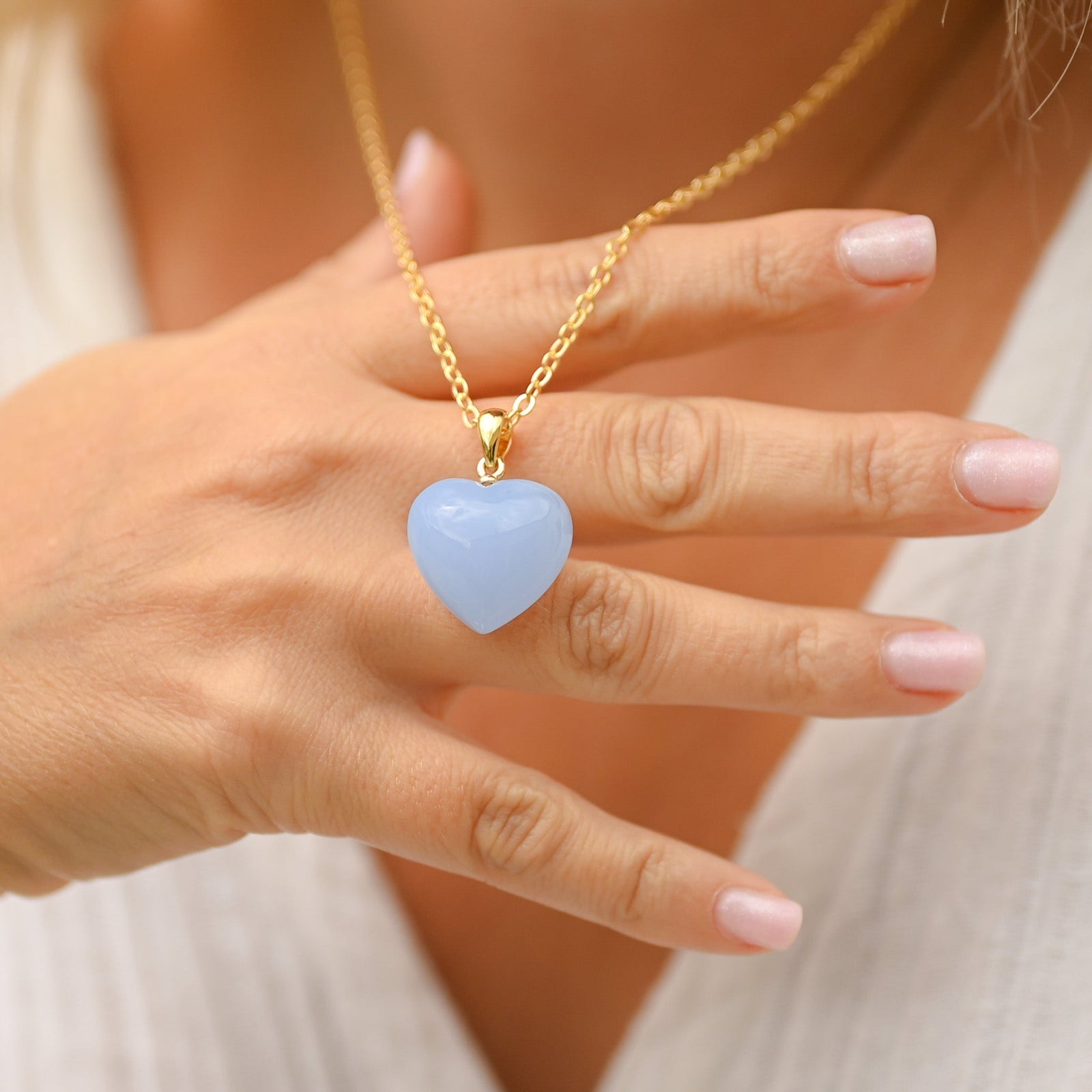 Pendentif calcédoine bleue