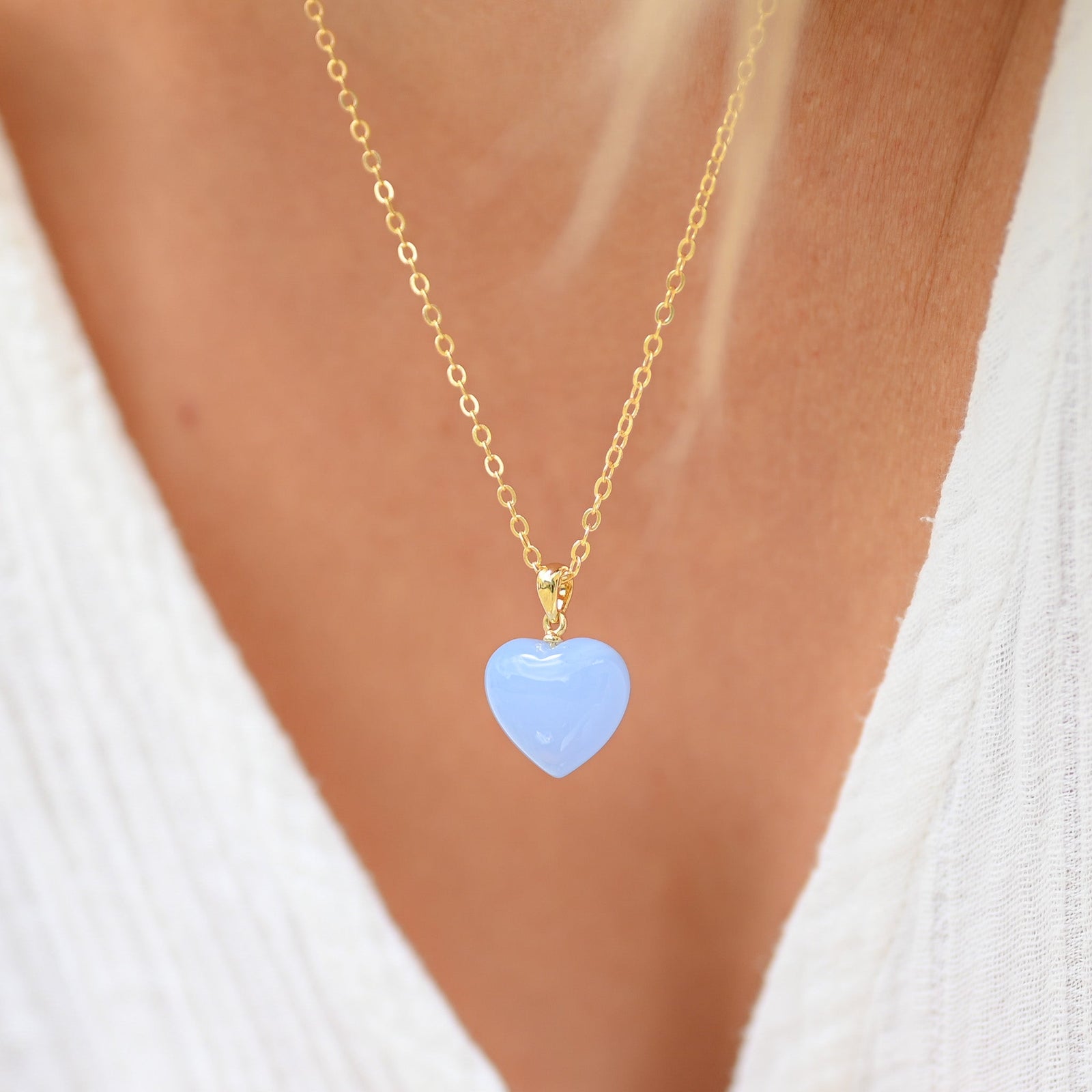 Pendentif calcédoine bleue