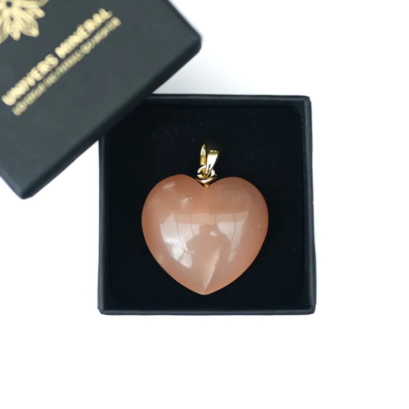 Pendentif Coeur en Pierre de Lune Orange