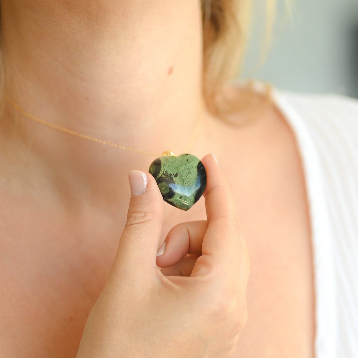 Pendentif coeur jaspe kambaba