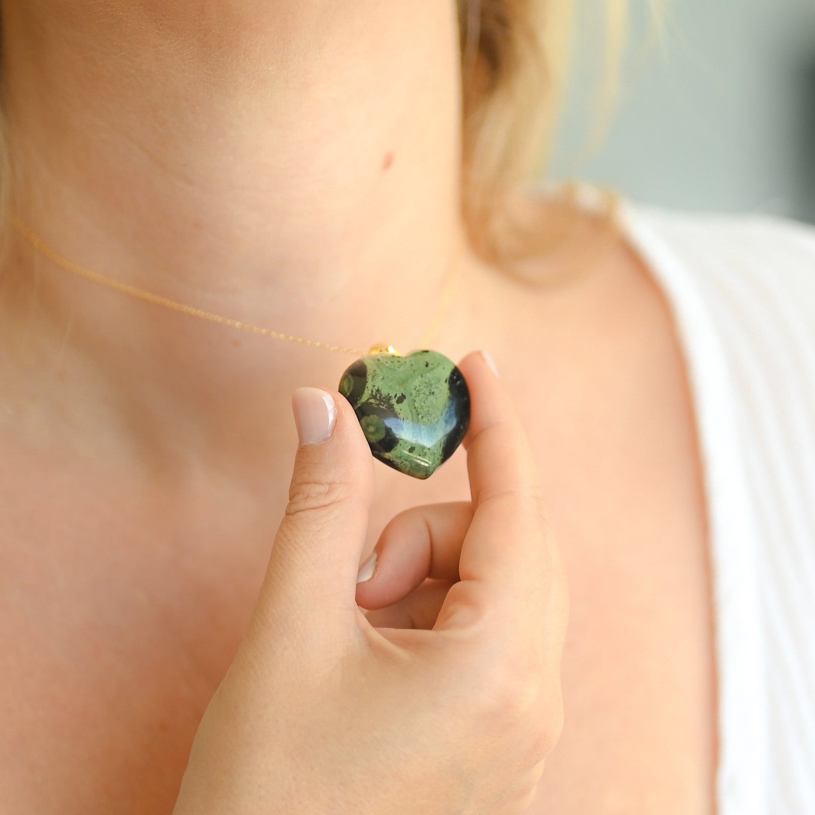 Pendentif coeur jaspe kambaba