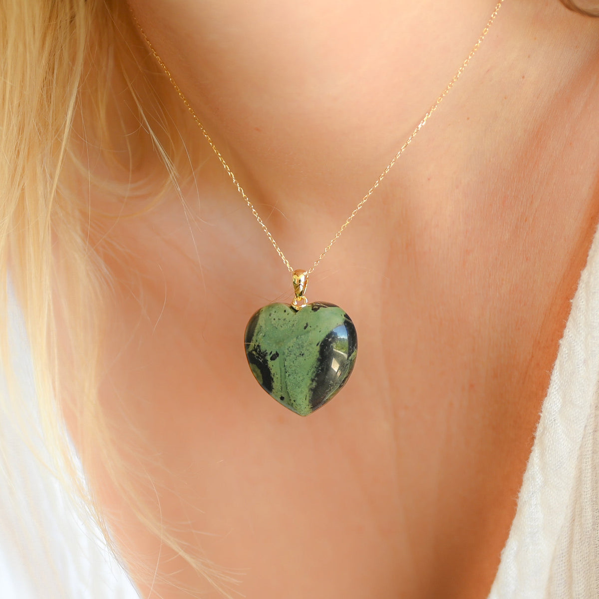 Pendentif coeur jaspe kambaba