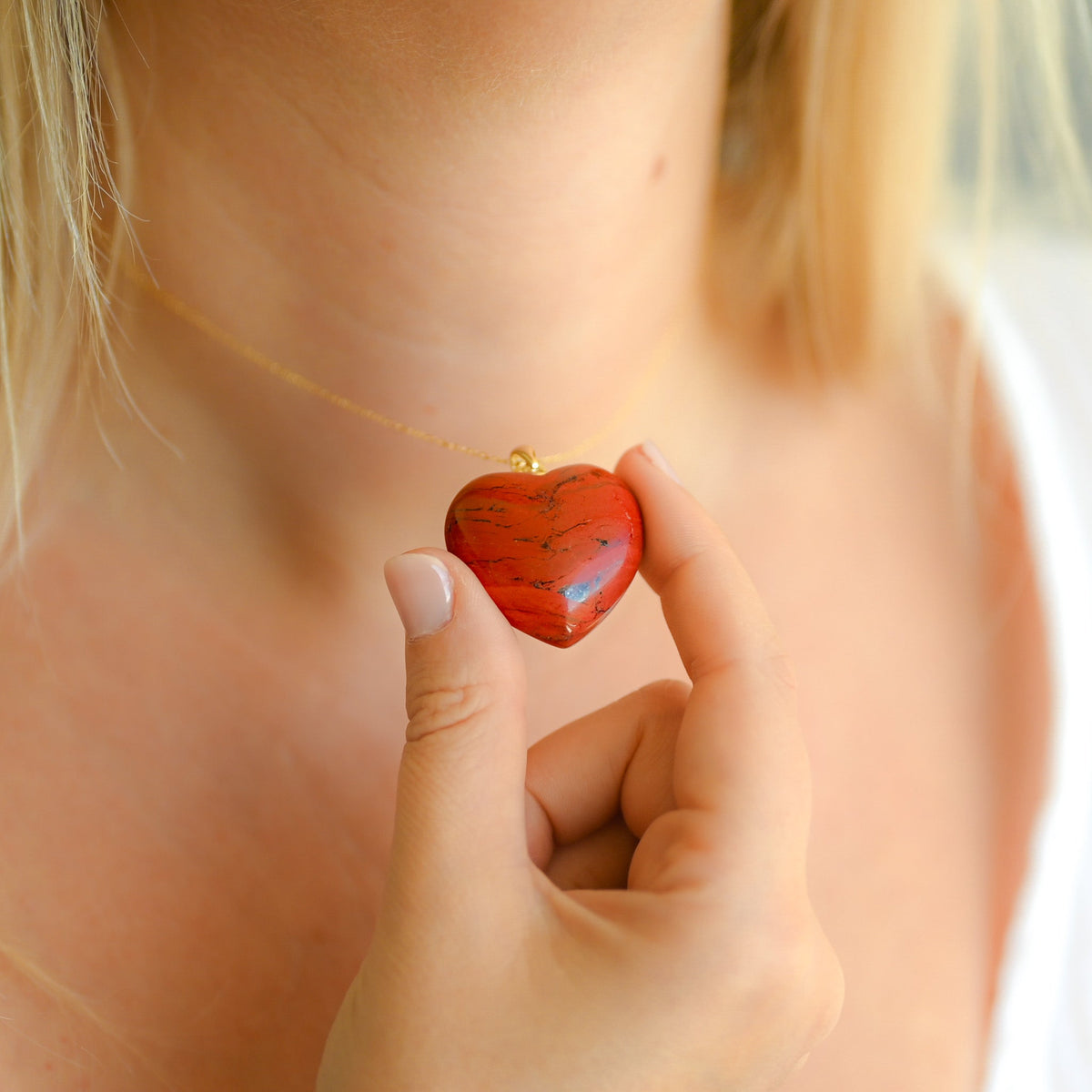 Pendentif coeur jaspe rouge