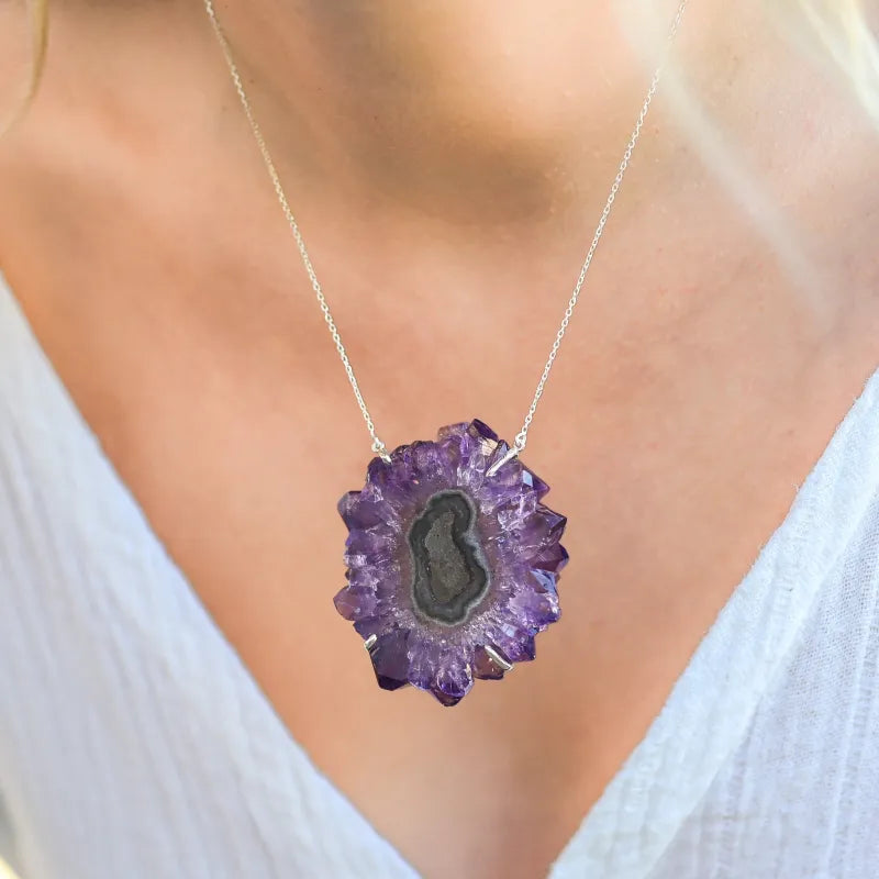 Pendentif en Améthyste solaire ’Etoile d’Uruguay’