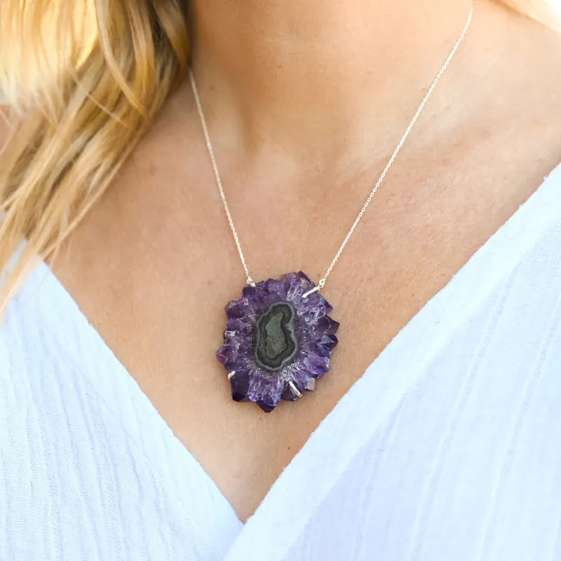 Pendentif en Améthyste solaire ’Etoile d’Uruguay’