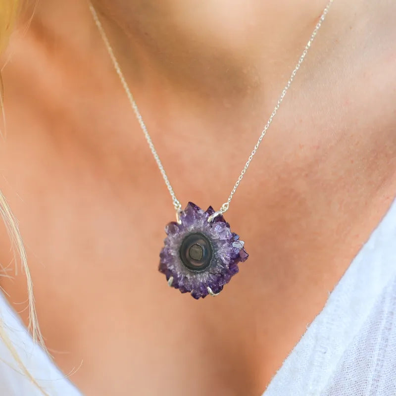 Pendentif en Améthyste solaire ’Etoile d’Uruguay’