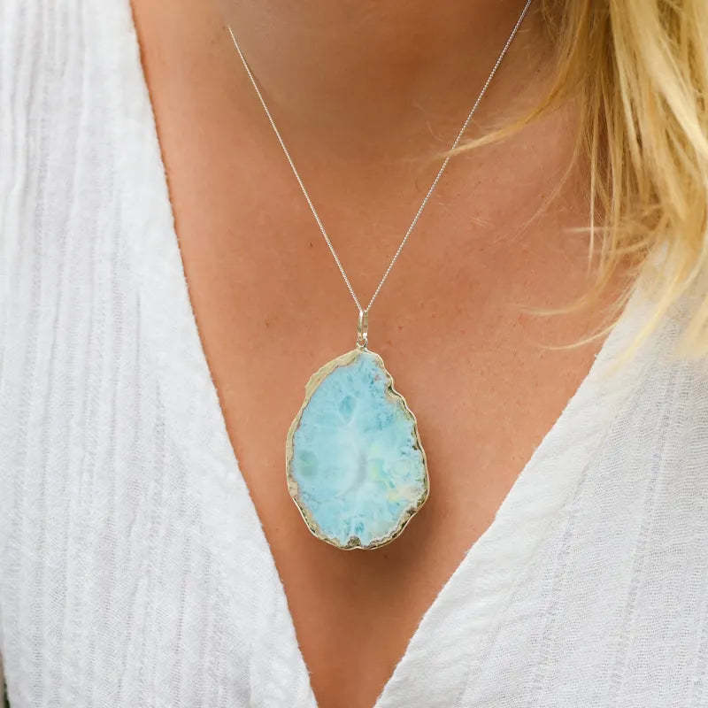 Pendentif en Larimar ’Rêve de Caraïbes’