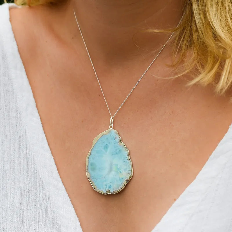 Pendentif en Larimar ’Rêve de Caraïbes’