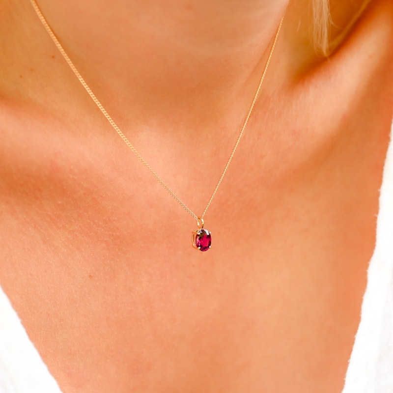 Bracelet Argent 925 Avec Rhodolite Grenat Rond - 21.6cm, Fermoir Homard, Neuf Sans Emballage