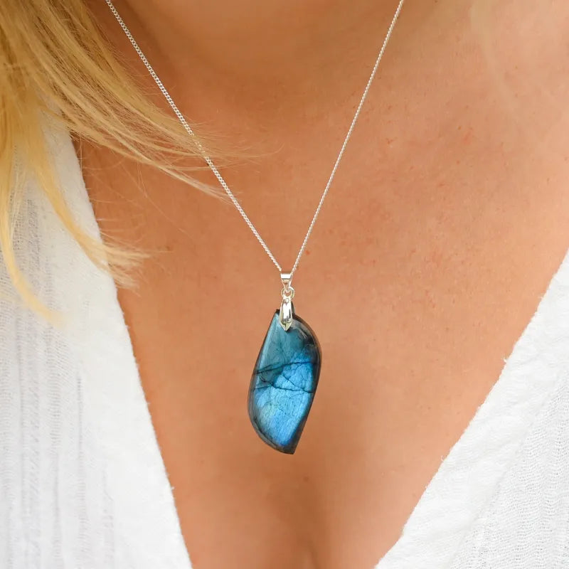 Pendentif labradorite bleue