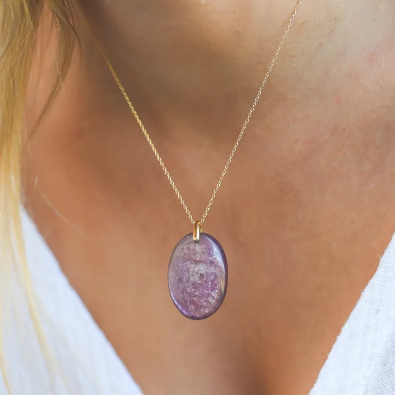 Pendentif Mica Violet - Lépidolite AAA