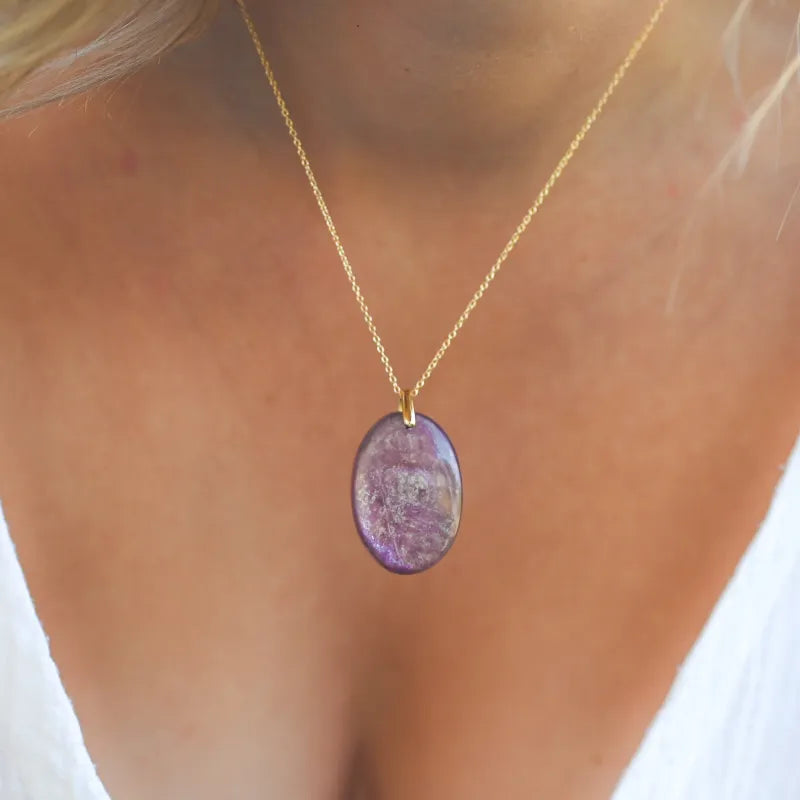 Pendentif Mica Violet - Lépidolite AAA