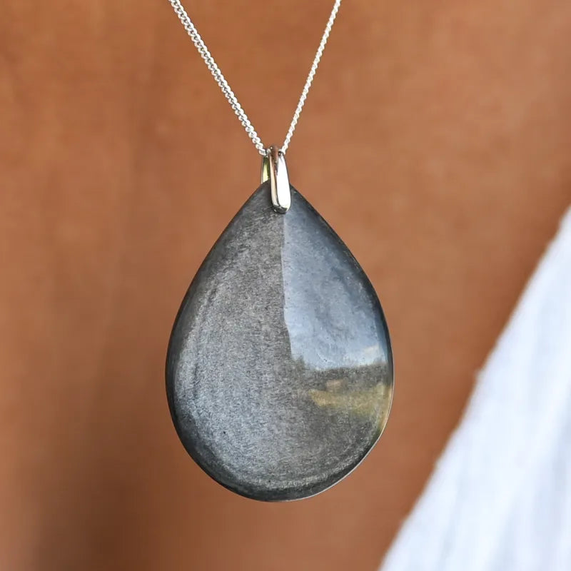 Pendentif Obsidienne Argentée