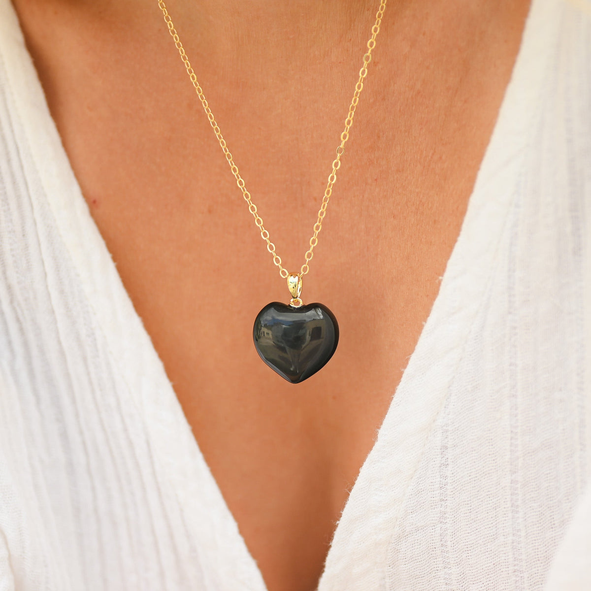 Pendentif Obsidienne Oeil Céleste ’Coeur’
