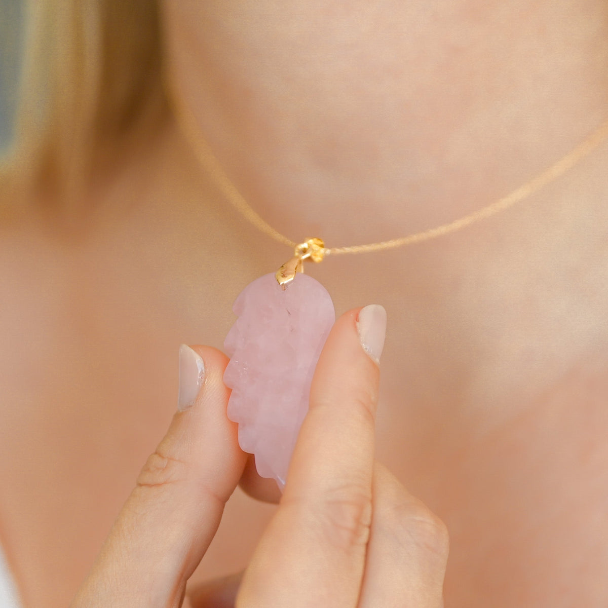 Pendentif Quartz Rose ’Aile d’ange’