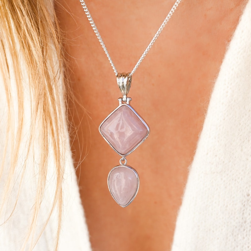 Pendentif Quartz Rose Argenté | Univers Minéral