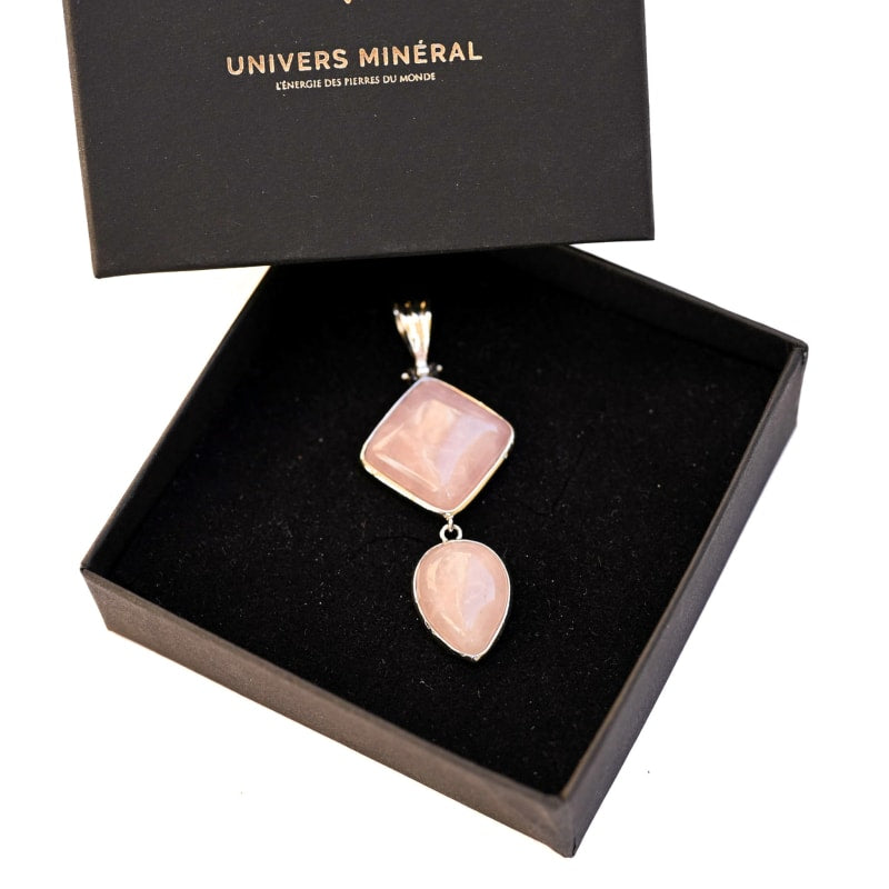 Pendentif Quartz Rose Argenté | Univers Minéral