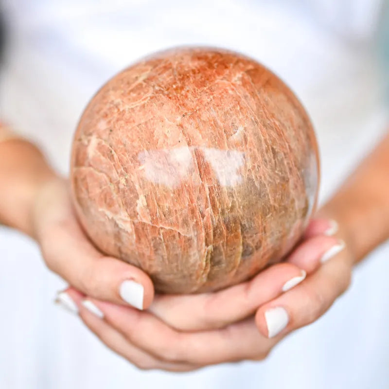 Pierre de lune orange Sphère