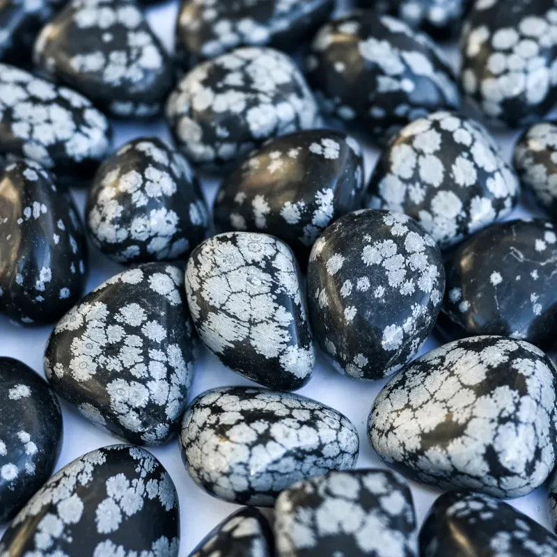 Anneau Acier Noir Avec Boule En Obsidienne Flocon De Neige - Piercing Corps, équilibre émotionnel - Bijou Lithothérapie - 2