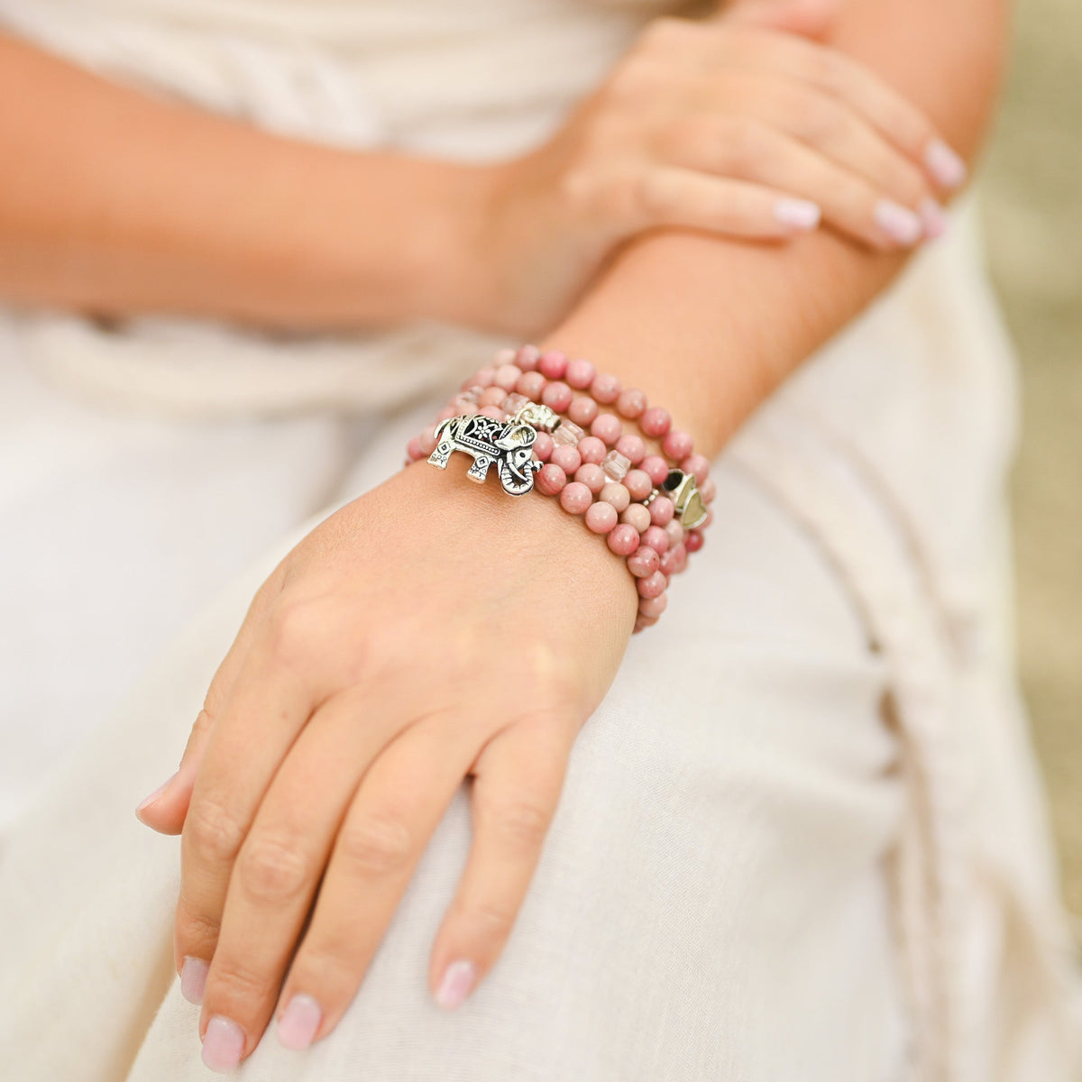 Rhodonite - Bracelet multi-rangs
