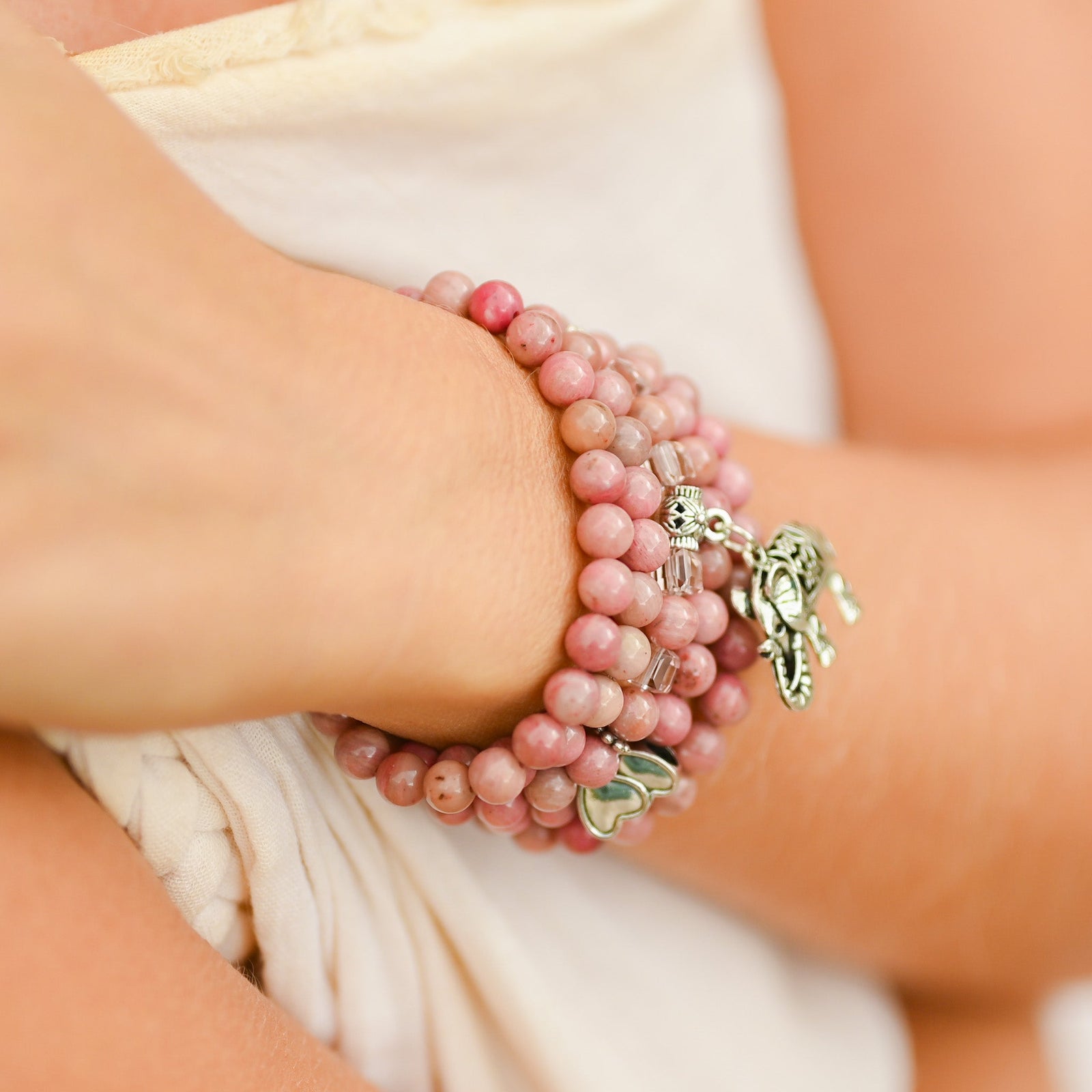 Rhodonite - Bracelet multi-rangs