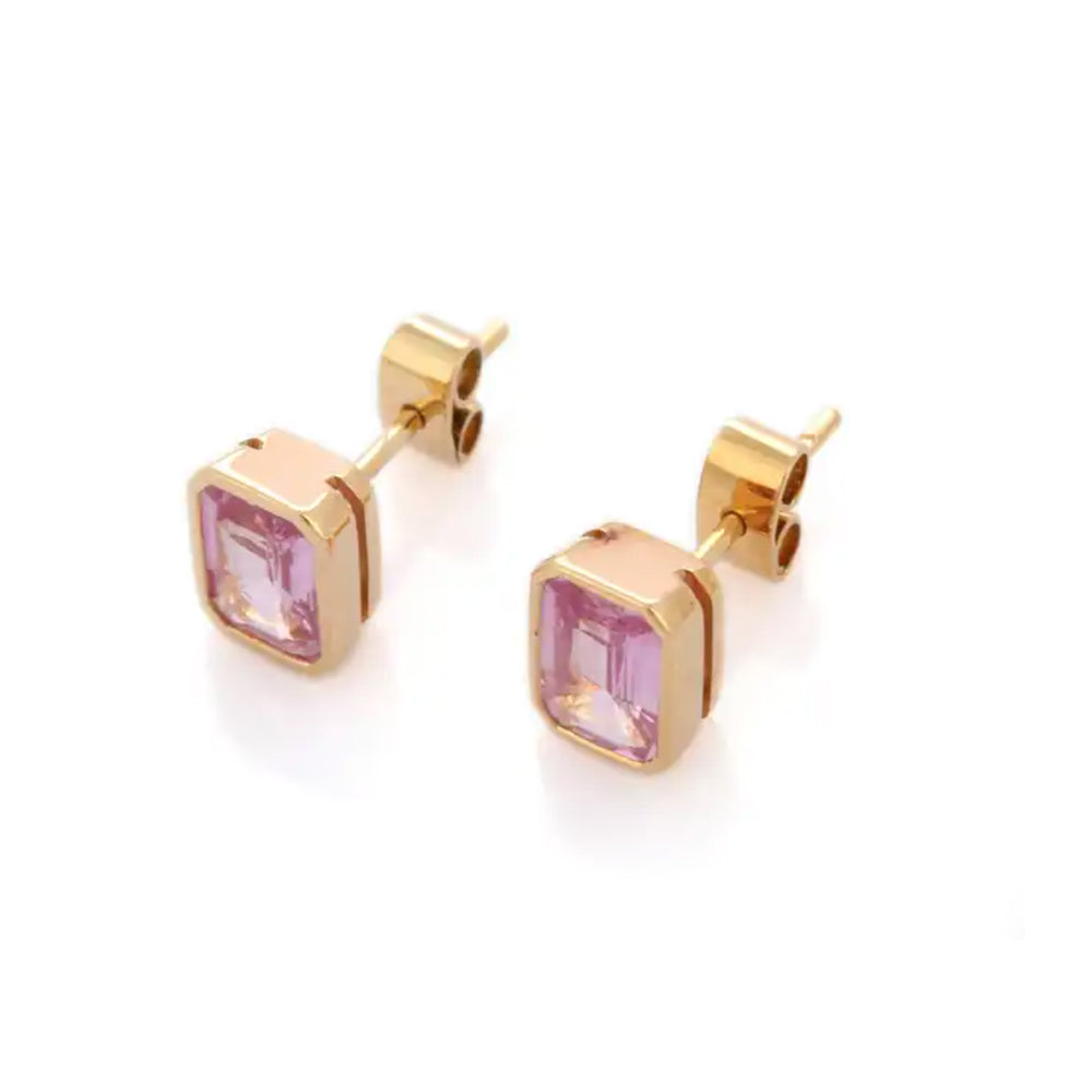 boucles d'oreilles saphir-rose-or