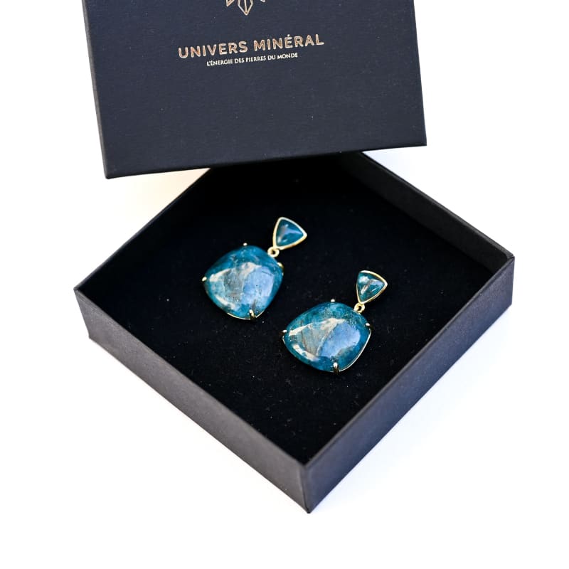 Apatite bleue boucles d’oreilles | Univers Minéral