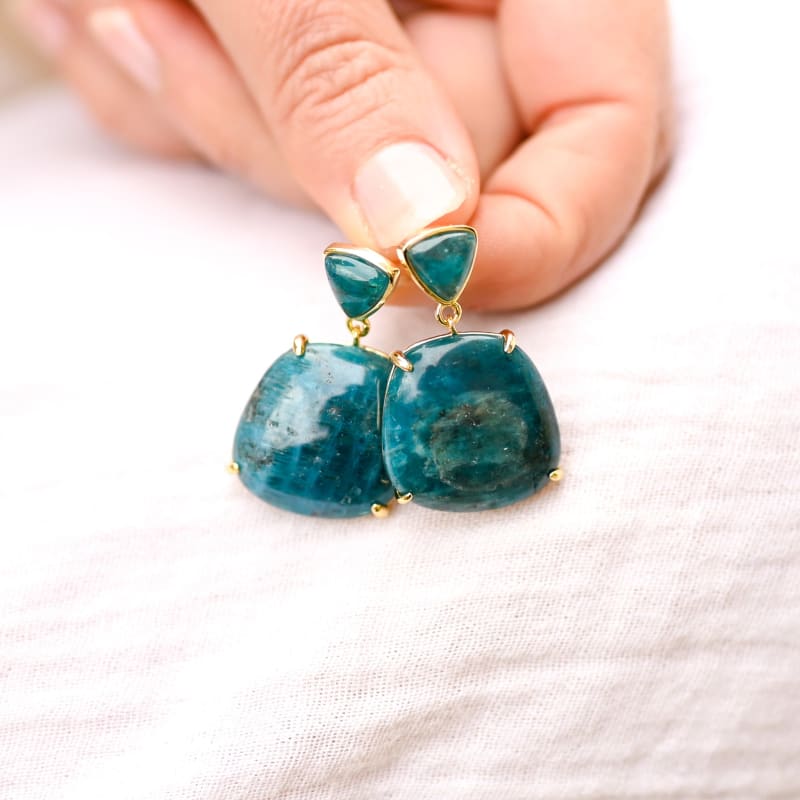 Apatite bleue boucles d’oreilles | Univers Minéral