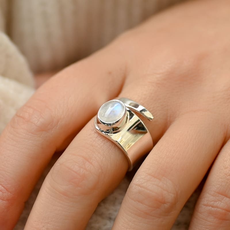 Bague Argent Pierre de Lune | Univers Minéral