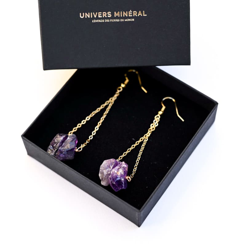 Boucles D'oreilles Longues Vintage En Fausse Améthyste - Style Bohème Avec Cristaux Violets, Parfaites Mariage & Soirée