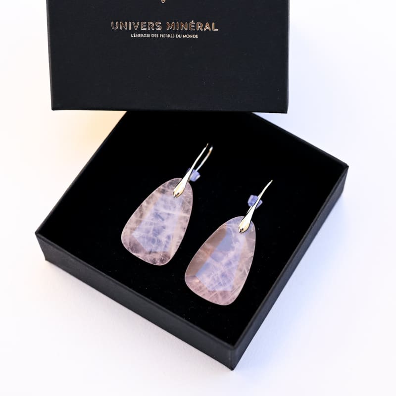 Boucle d’Oreille Femme Quartz Rose | Univers Minéral