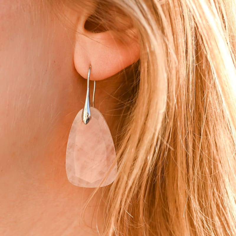 Boucle d’Oreille Femme Quartz Rose | Univers Minéral