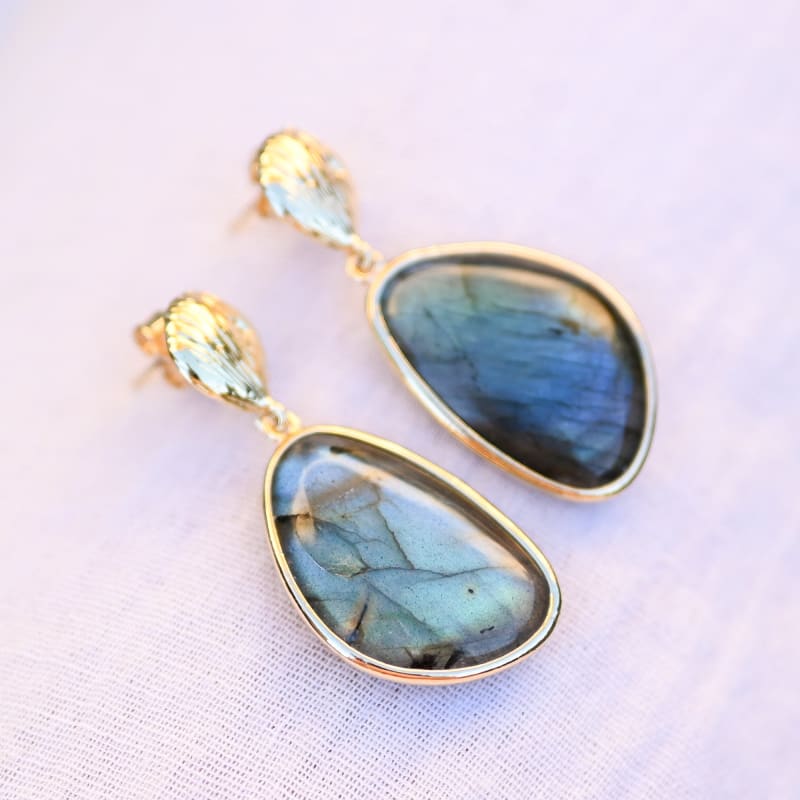 Boucle d’oreille Labradorite Coquillage | Univers Minéral