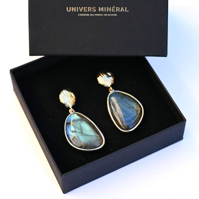 Boucle d’oreille Labradorite Coquillage | Univers Minéral