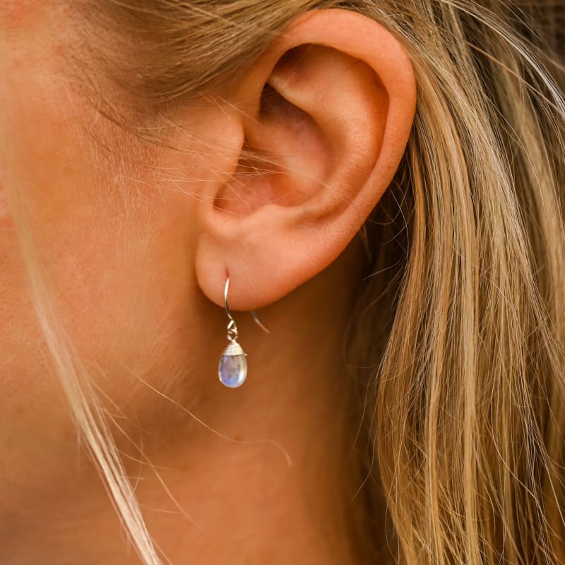 Boucle d’Oreille Pierre de Lune et argent | Univers Minéral