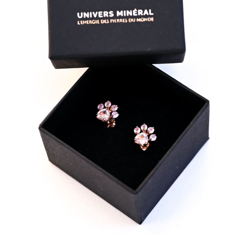 Boucle d’Oreille Quartz Rose Empreinte d’Amour | Univers Minéral